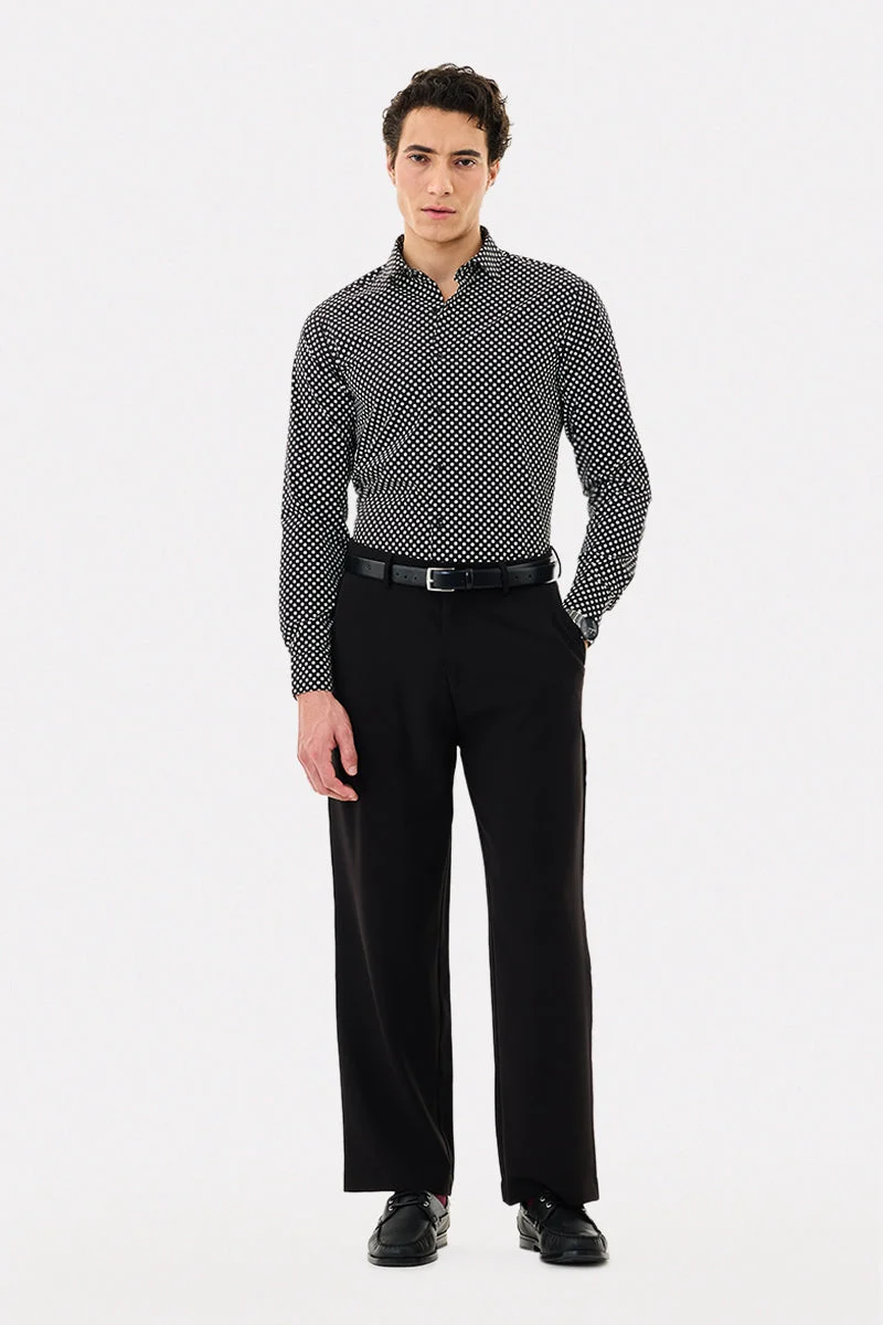 سنيتش 100% Cotton Slim Fit Polka Dot Shirt